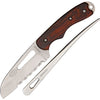 W100P: Myerchin Fixed Blade Rigging Knife - Wood Handle - 3/4 Serrated Blade