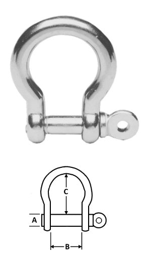 U.S. Rigging Bow Shackle - Stainless Steel - 3/16"