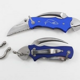 P300: Myerchin Multi-Function "Sailor's Tool" - Aluminum/Blue Handle - Locking 3/4 serrated blade