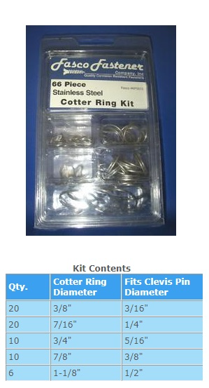 Fasco Cotter Ring Kit - Stainless Steel - 66 Piece