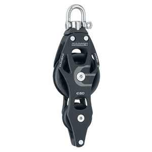 HARKEN 60 mm Element Fiddle Block with Becket and Swivel/Locking Shackle